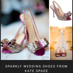 Kate Spade Charm Bow Glitter heels